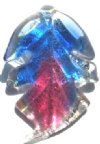 1 44x34mm Two Tone Sapphire/Dark Pink with Foil Lampwork Leaf Pendant